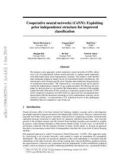 Cooperative neural networks (CoNN): Exploiting prior independence
  structure for improved classification