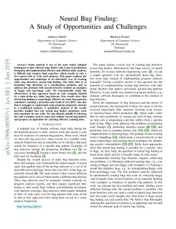 Neural Bug Finding: A Study of Opportunities and Challenges