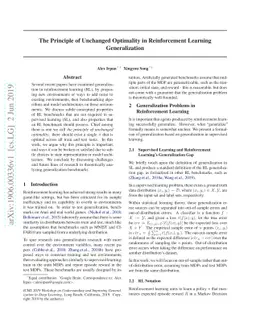 The Principle of Unchanged Optimality in Reinforcement Learning
  Generalization
