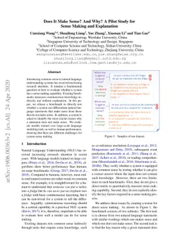 Does It Make Sense? And Why? A Pilot Study for Sense Making and
  Explanation