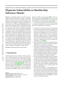 Disparate Vulnerability to Membership Inference Attacks