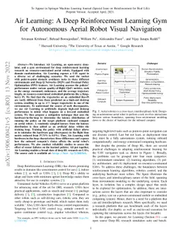 Air Learning: A Deep Reinforcement Learning Gym for Autonomous Aerial
  Robot Visual Navigation