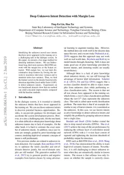 Deep Unknown Intent Detection with Margin Loss