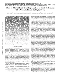 Effects of Different Hand-Grounding Locations on Haptic Performance With
  a Wearable Kinesthetic Haptic Device