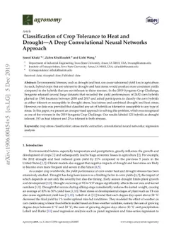 Classification of Crop Tolerance to Heat and Drought: A Deep
  Convolutional Neural Networks Approach