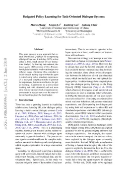 Budgeted Policy Learning for Task-Oriented Dialogue Systems