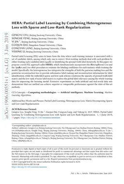 HERA: Partial Label Learning by Combining Heterogeneous Loss with Sparse
  and Low-Rank Regularization