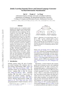 Jointly Learning Semantic Parser and Natural Language Generator via Dual
  Information Maximization