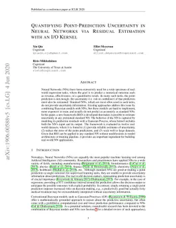 Quantifying Point-Prediction Uncertainty in Neural Networks via Residual
  Estimation with an I/O Kernel