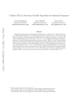 A Direct $\tilde{O}(1/ε)$ Iteration Parallel Algorithm for
  Optimal Transport