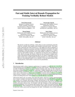 Fast and Stable Interval Bounds Propagation for Training Verifiably
  Robust Models