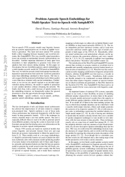 Problem-Agnostic Speech Embeddings for Multi-Speaker Text-to-Speech with
  SampleRNN