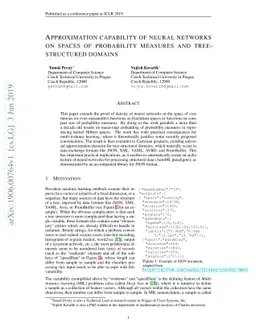 Approximation capability of neural networks on spaces of probability
  measures and tree-structured domains