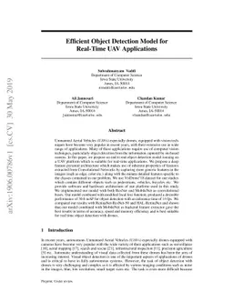 Efficient Object Detection Model for Real-Time UAV Applications