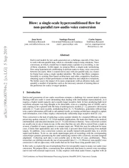 Blow: a single-scale hyperconditioned flow for non-parallel raw-audio
  voice conversion