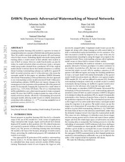 DAWN: Dynamic Adversarial Watermarking of Neural Networks