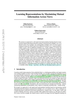 Learning Representations by Maximizing Mutual Information Across Views