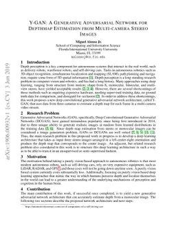 Y-GAN: A Generative Adversarial Network for Depthmap Estimation from
  Multi-camera Stereo Images