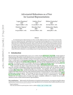 Adversarial Robustness as a Prior for Learned Representations