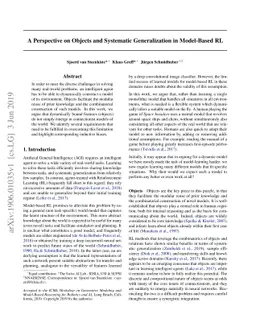 A Perspective on Objects and Systematic Generalization in Model-Based RL