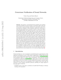 Correctness Verification of Neural Networks
