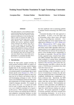 Training Neural Machine Translation To Apply Terminology Constraints