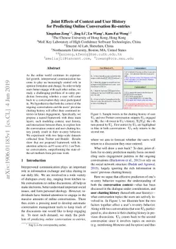 Joint Effects of Context and User History for Predicting Online
  Conversation Re-entries