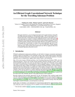 An Efficient Graph Convolutional Network Technique for the Travelling
  Salesman Problem