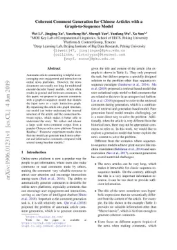 Coherent Comment Generation for Chinese Articles with a
  Graph-to-Sequence Model
