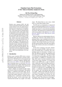 Emotion-Cause Pair Extraction: A New Task to Emotion Analysis in Texts