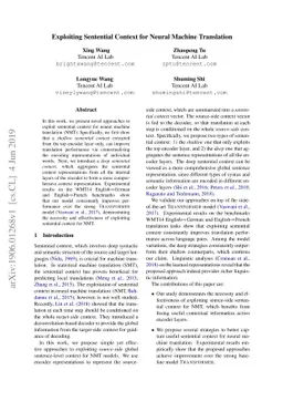 Exploiting Sentential Context for Neural Machine Translation