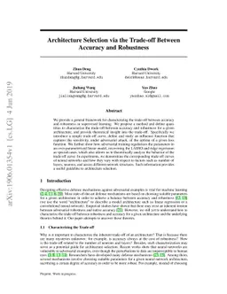 Architecture Selection via the Trade-off Between Accuracy and Robustness