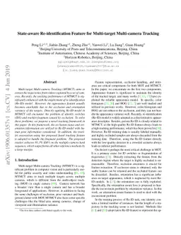 State-aware Re-identification Feature for Multi-target Multi-camera
  Tracking