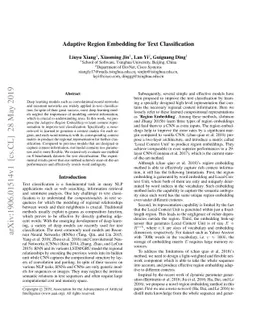 Adaptive Region Embedding for Text Classification