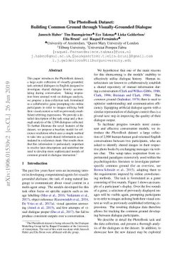 The PhotoBook Dataset: Building Common Ground through Visually-Grounded
  Dialogue