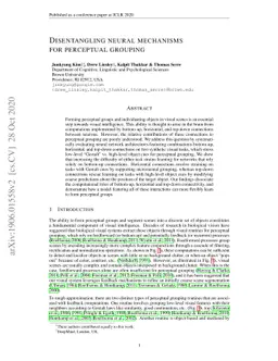 Disentangling neural mechanisms for perceptual grouping