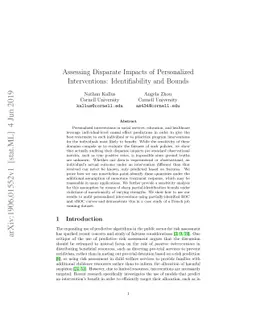 Assessing Disparate Impacts of Personalized Interventions:
  Identifiability and Bounds