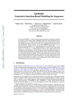 KERMIT: Generative Insertion-Based Modeling for Sequences