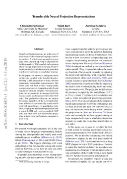 Transferable Neural Projection Representations