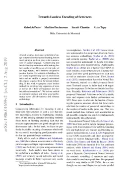 Towards Lossless Encoding of Sentences