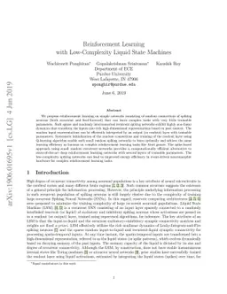 Reinforcement Learning with Low-Complexity Liquid State Machines