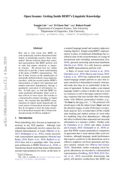 Open Sesame: Getting Inside BERT's Linguistic Knowledge