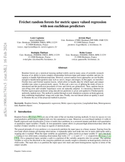 Fréchet random forests for metric space valued regression with non
  euclidean predictors