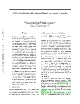 CCMI : Classifier based Conditional Mutual Information Estimation