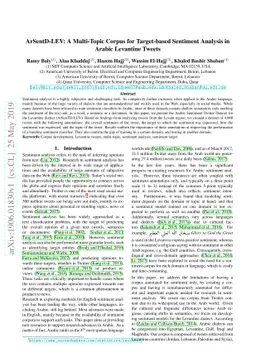 ArSentD-LEV: A Multi-Topic Corpus for Target-based Sentiment Analysis in
  Arabic Levantine Tweets