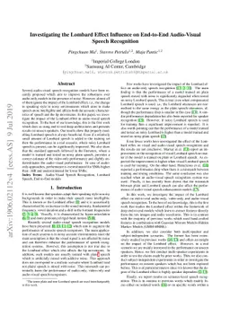 Investigating the Lombard Effect Influence on End-to-End Audio-Visual
  Speech Recognition
