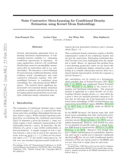 Noise Contrastive Meta-Learning for Conditional Density Estimation using
  Kernel Mean Embeddings