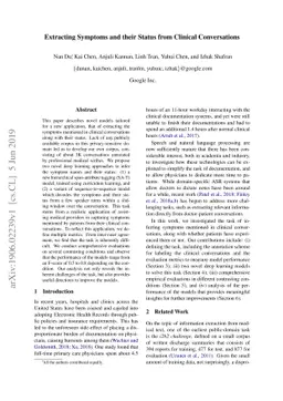 Extracting Symptoms and their Status from Clinical Conversations