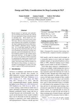 Energy and Policy Considerations for Deep Learning in NLP