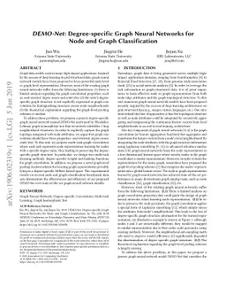 DEMO-Net: Degree-specific Graph Neural Networks for Node and Graph
  Classification